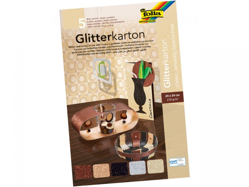 Folia Glitterkarton »Classic«, 230 g/m², 24 x 34 cm, 5 Bogen