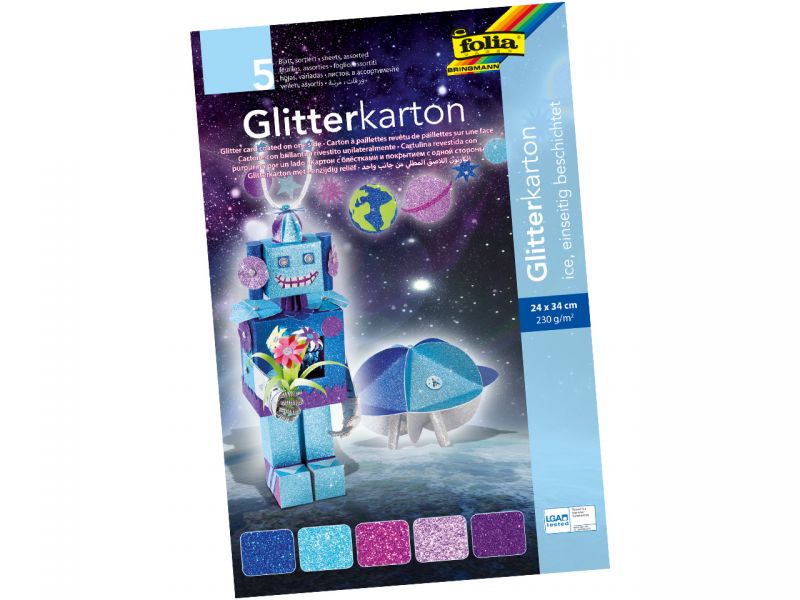 Folia Glitterkarton »Ice«, 300 g/m², 24 x 34 cm, 5 Bogen