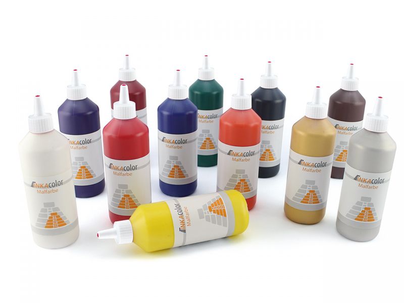 INKAcolor Kinder-Malfarbe universell, 12 Farben-Set (je 500 ml)