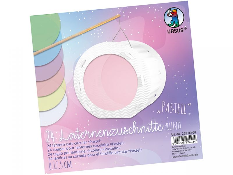 URSUS Laternenzuschnitte »Pastell«, rund, 24 Blatt