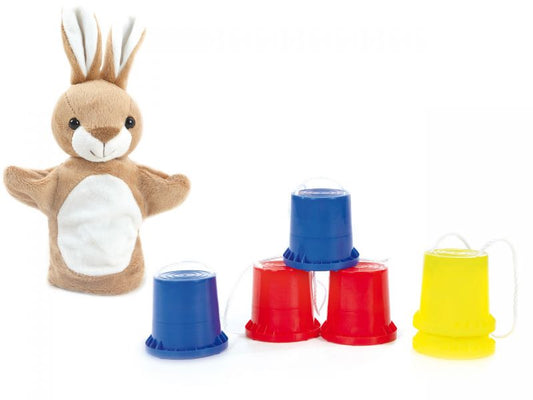 Spielheld Handpuppe Hase inkl. 1 Paar Laufdosen