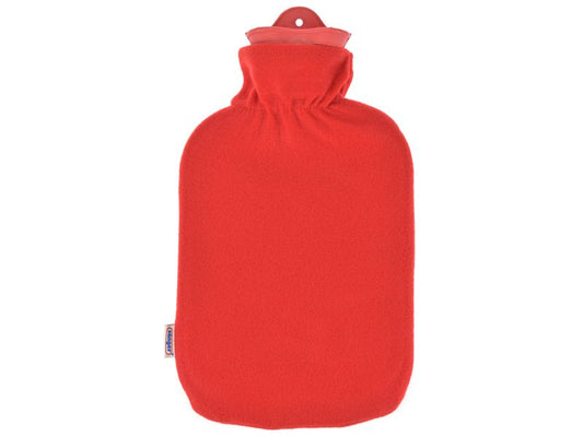 Sänger Wärmflasche mit Fleecebezug, rot