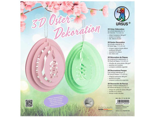 URSUS Bastel-Set 3D Oster-Dekoration, 12 Stück