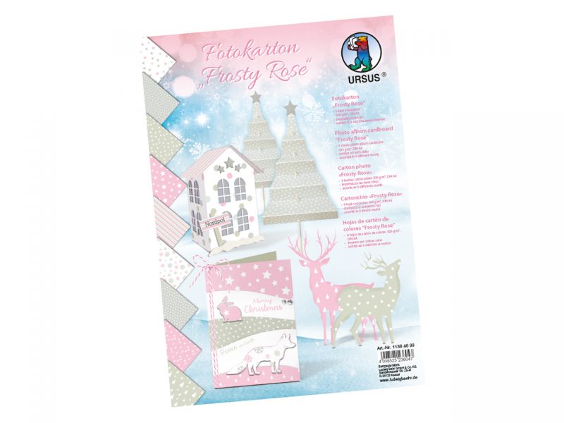 URSUS Fotokarton Frosty Rose, DIN A4, 9 Blatt