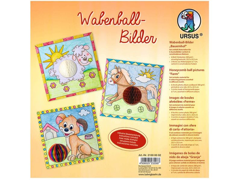URSUS Wabenball-Bilder »Bauernhof«, 6 Stück