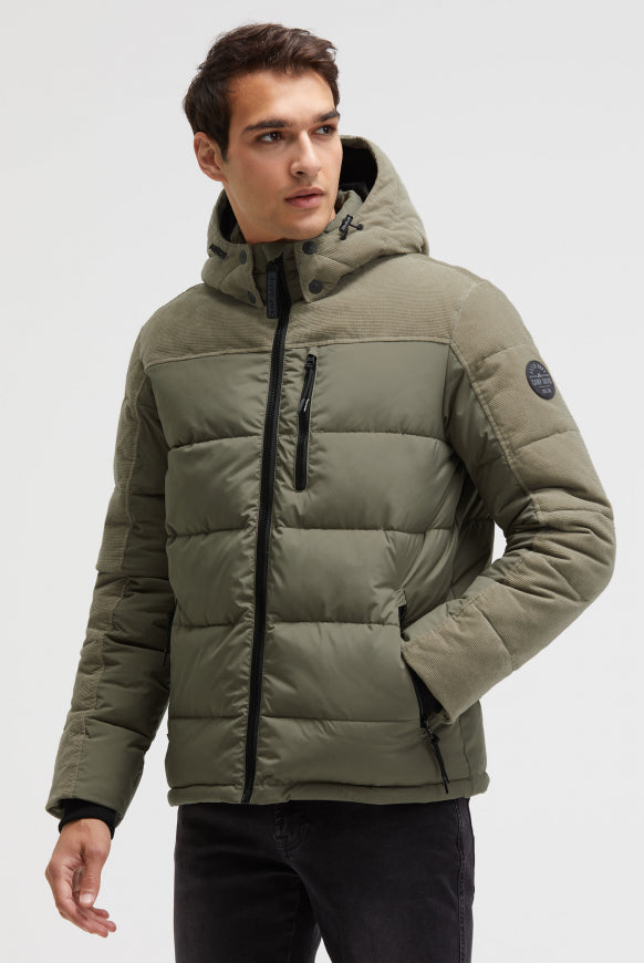 CAMP DAVID Steppjacke im Materialmix mit Kapuze