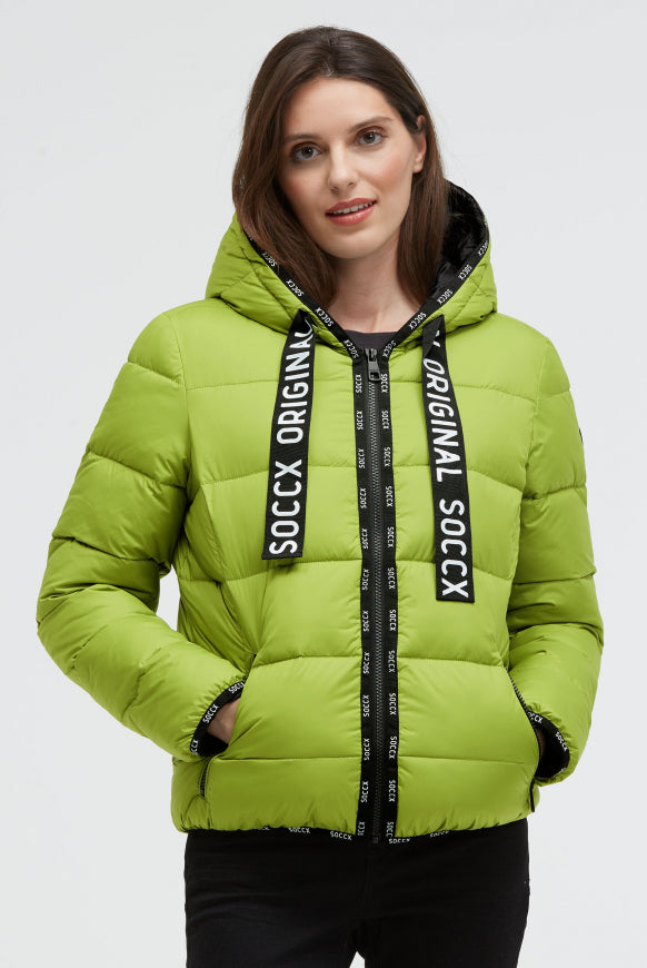 SOCCX Steppjacke mit Kapuze und Logo
