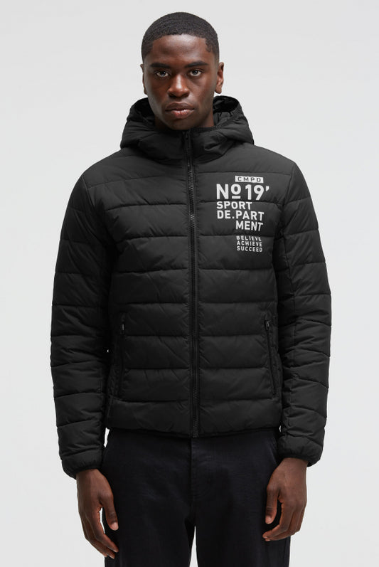 CAMP DAVID Steppjacke mit Kapuze und Vinyl Print