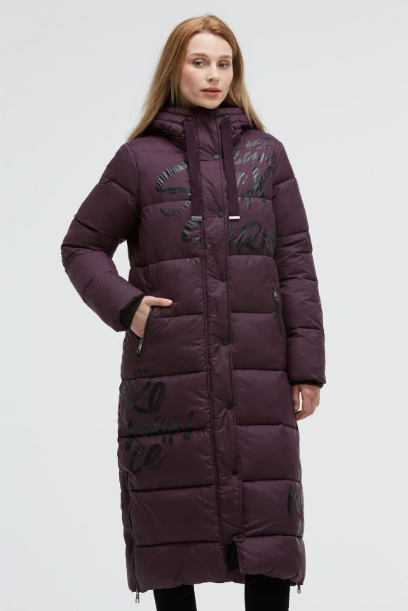 SOCCX Steppmantel mit Kapuze und Logo Prints