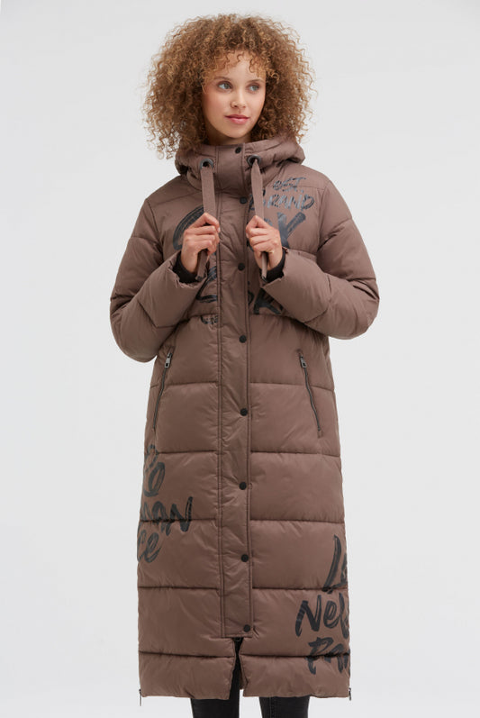 SOCCX Steppmantel mit Kapuze und Logo Prints