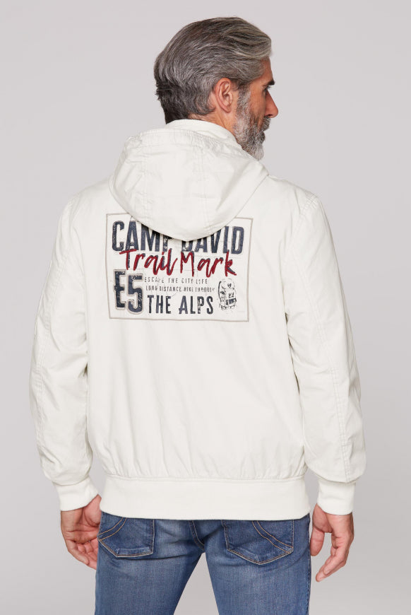 CAMP DAVID Stone Washed Blouson mit Kapuze und Artworks