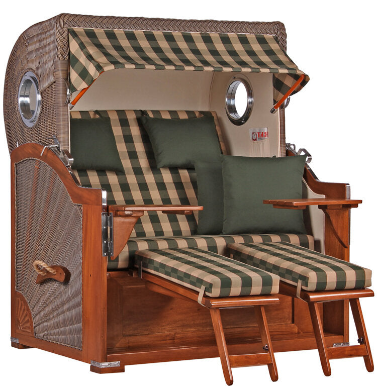 Strandkorb Baltikum Bullauge Mahagoni PE Grey Dessin 506