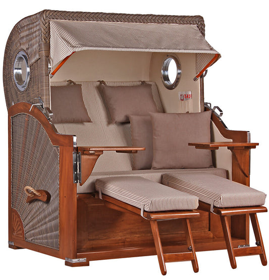 Strandkorb Baltikum Bullauge Mahagoni PE Grey Dessin 510