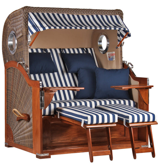 Strandkorb Baltikum Bullauge Mahagoni PE Grey Dessin 518