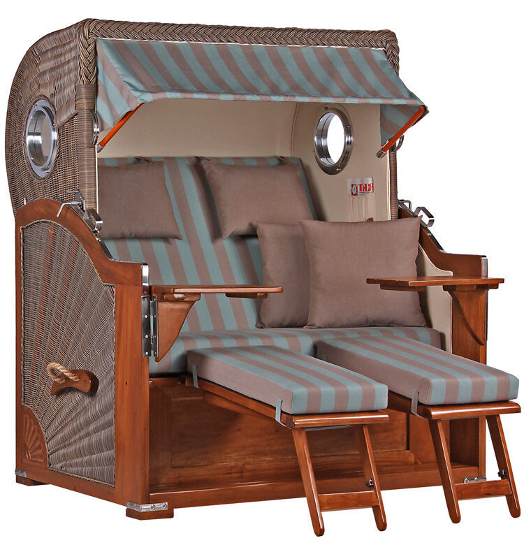 Strandkorb Baltikum Bullauge Mahagoni PE Grey Dessin 520