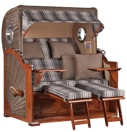 Strandkorb Baltikum Bullauge Mahagoni PE Grey Dessin 522