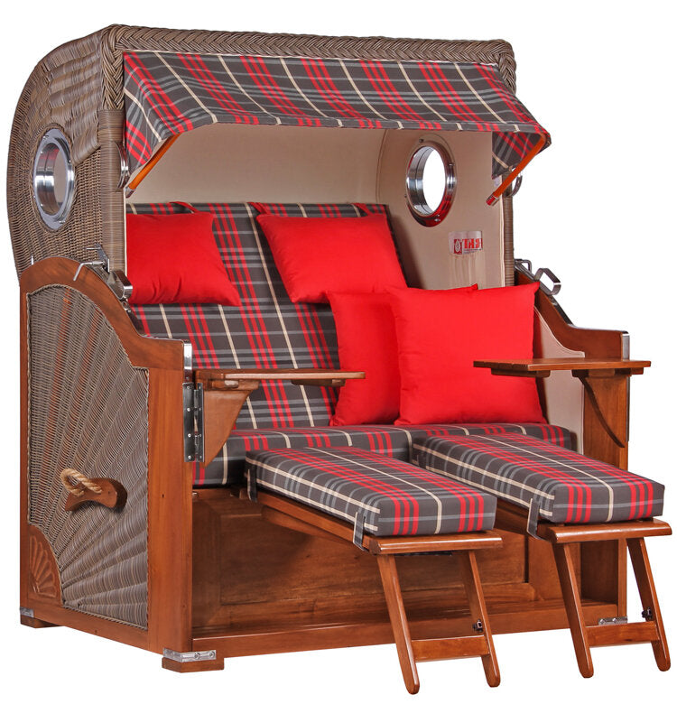 Strandkorb Baltikum Bullauge Mahagoni PE Grey Dessin 529