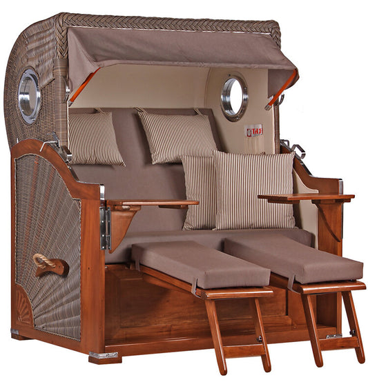 Strandkorb Baltikum Bullauge Mahagoni PE Grey Dessin 534