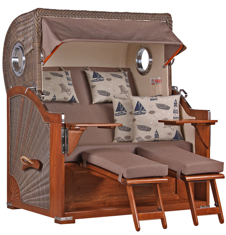 Strandkorb Baltikum Bullauge Mahagoni PE Grey Dessin 540