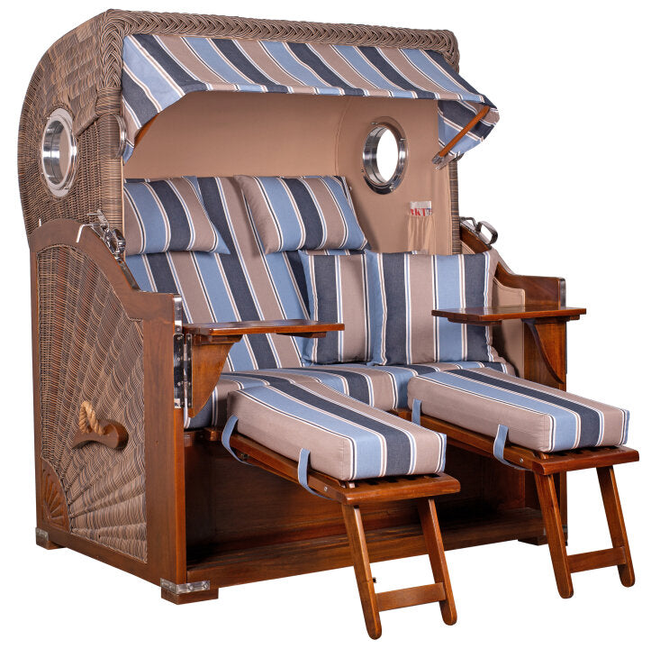 Strandkorb Baltikum Bullauge Mahagoni PE Grey Dessin 580