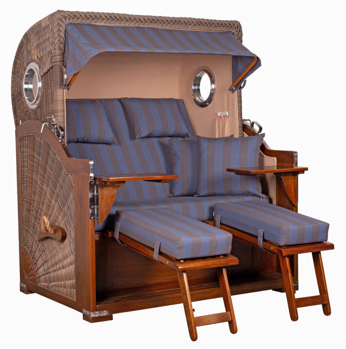 Strandkorb Baltikum Bullauge Mahagoni PE Grey Dessin 582