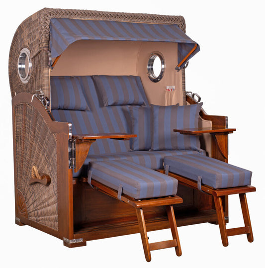 Strandkorb Baltikum Bullauge Mahagoni PE Grey Dessin 582