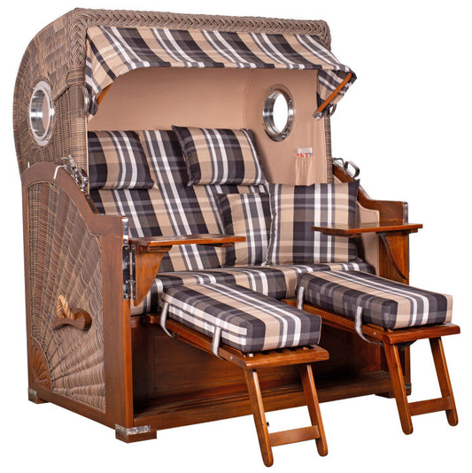 Strandkorb Baltikum Bullauge Mahagoni PE Grey Dessin 583