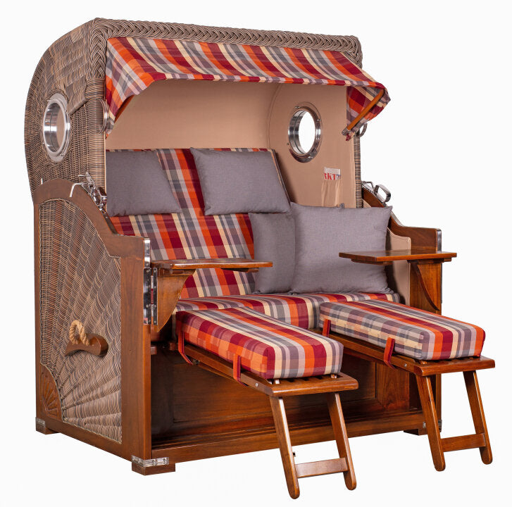 Strandkorb Baltikum Bullauge Mahagoni PE Grey Dessin 584