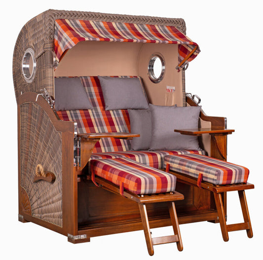 Strandkorb Baltikum Bullauge Mahagoni PE Grey Dessin 584