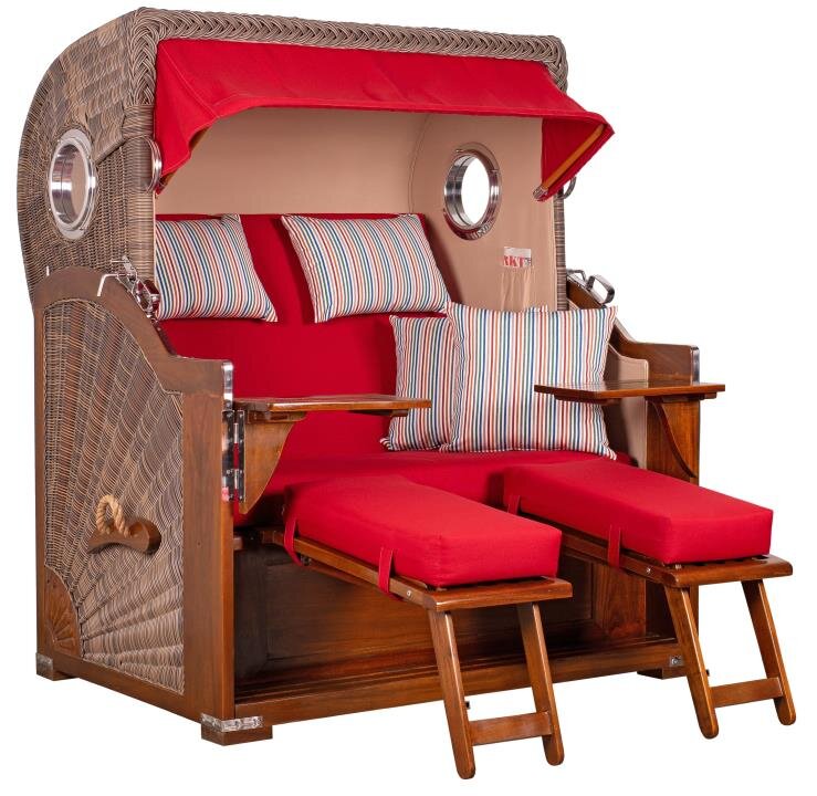 Strandkorb Baltikum Bullauge Mahagoni PE Grey Dessin 585