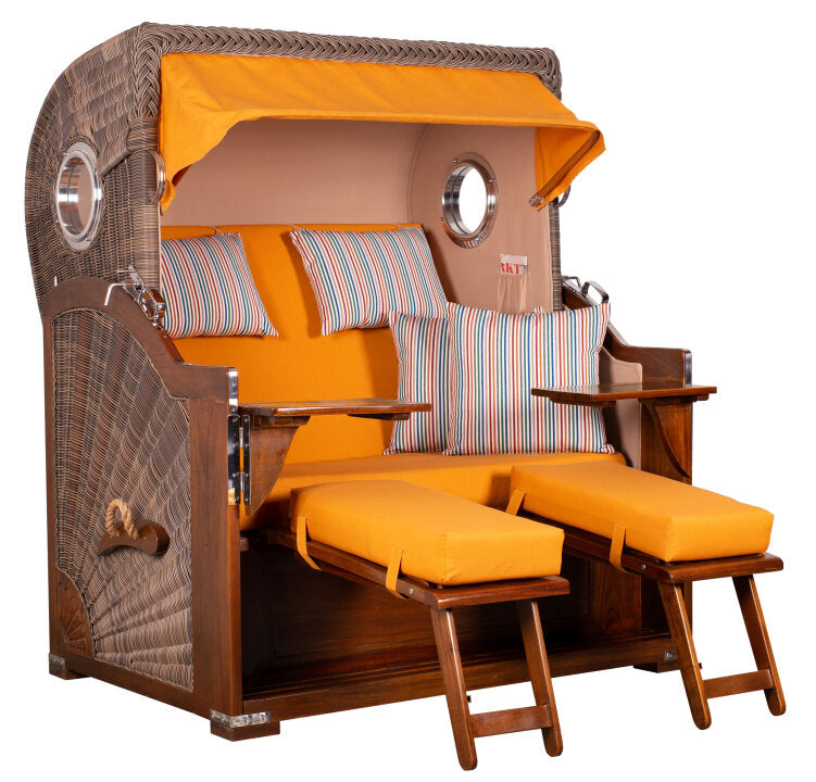 Strandkorb Baltikum Bullauge Mahagoni PE Grey Dessin 586