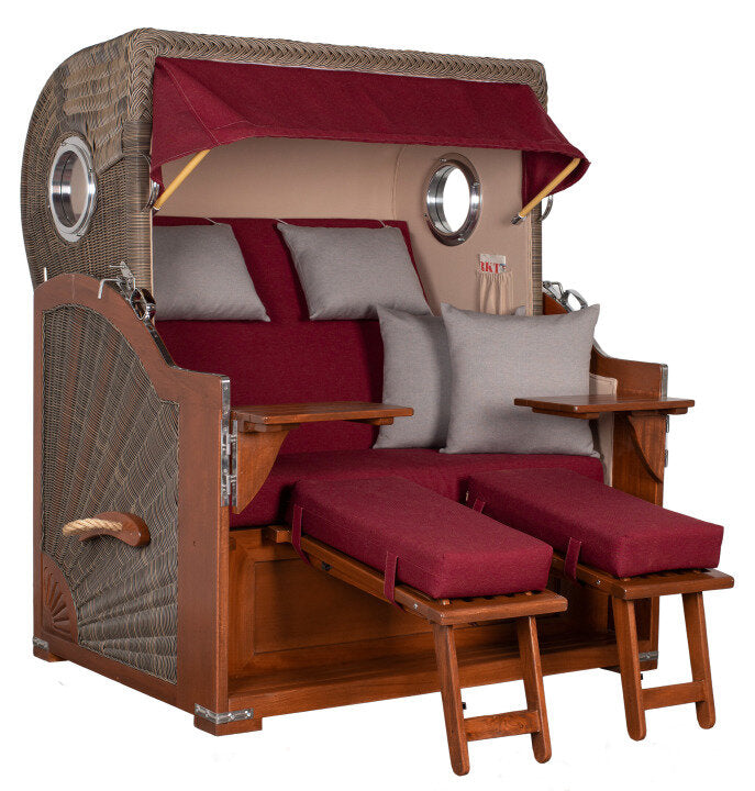 Strandkorb Baltikum Bullauge Mahagoni PE Grey Dessin 594