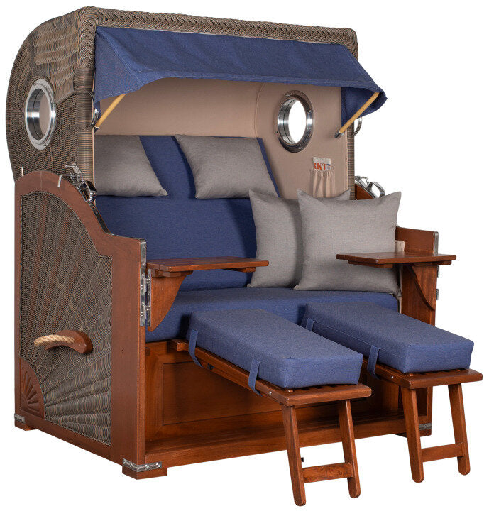 Strandkorb Baltikum Bullauge Mahagoni PE Grey Dessin 595