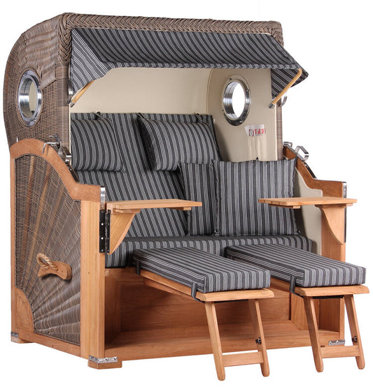Strandkorb Baltikum Bullauge Teak PE Grey Dessin 500