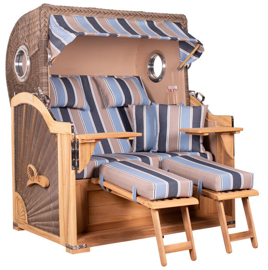 Strandkorb Baltikum Bullauge Teak PE Grey Dessin 580