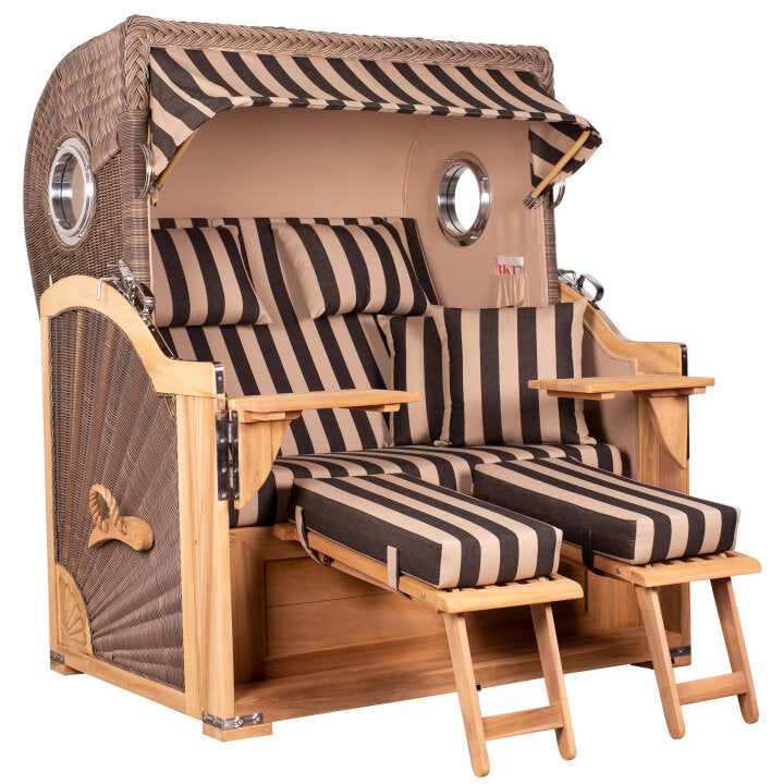Strandkorb Baltikum Bullauge Teak PE Grey Dessin 581