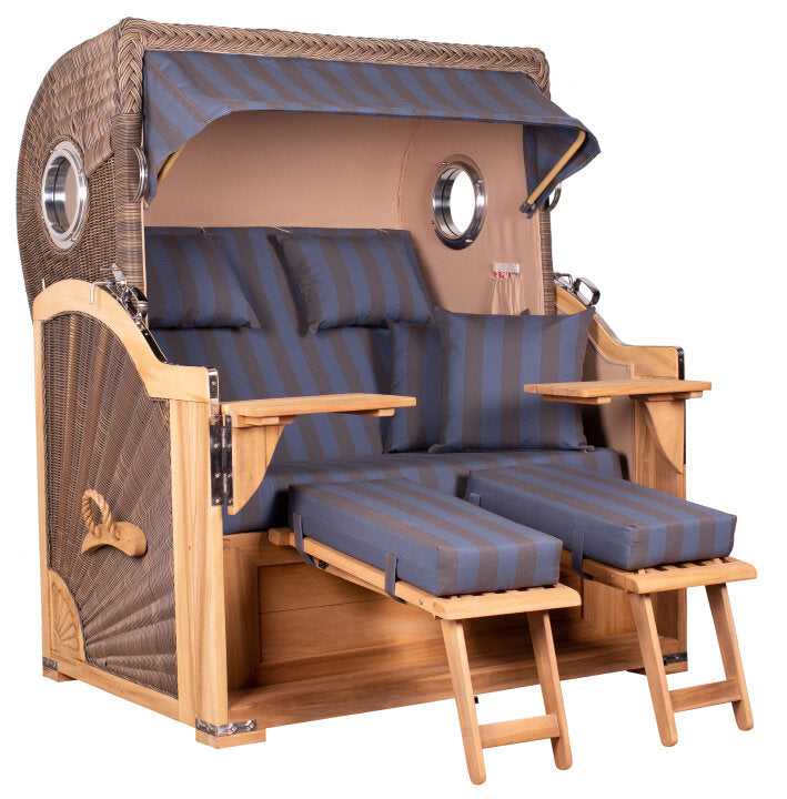 Strandkorb Baltikum Bullauge Teak PE Grey Dessin 582