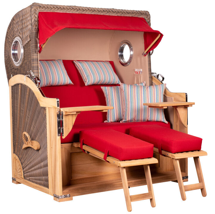 Strandkorb Baltikum Bullauge Teak PE Grey Dessin 585