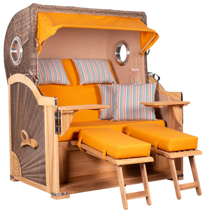 Strandkorb Baltikum Bullauge Teak PE Grey Dessin 586