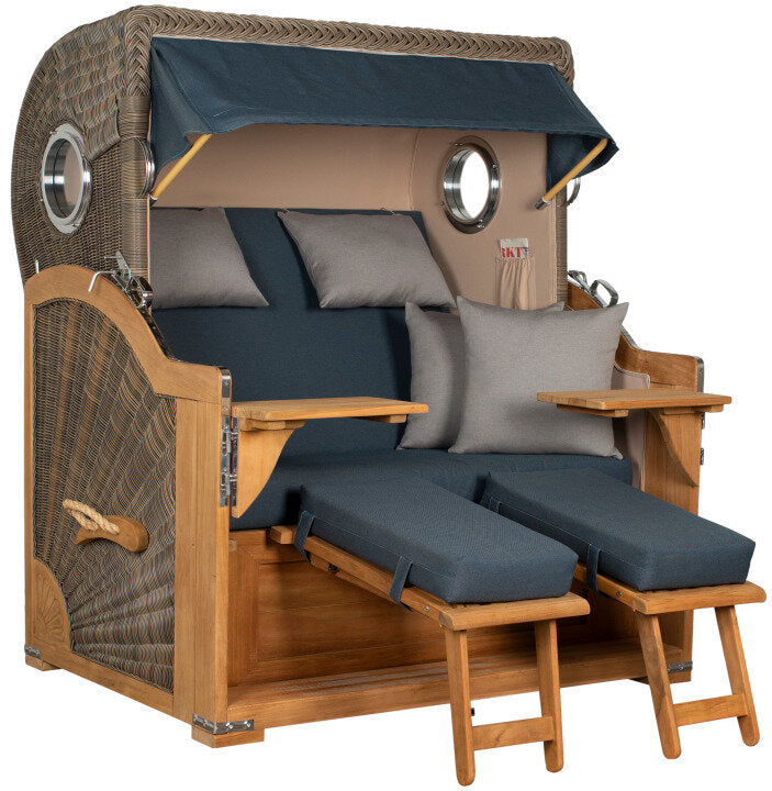 Strandkorb Baltikum Bullauge Teak PE Grey Dessin 593
