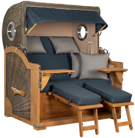 Strandkorb Baltikum Bullauge Teak PE Grey Dessin 593