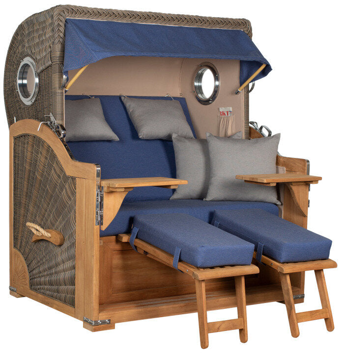 Strandkorb Baltikum Bullauge Teak PE Grey Dessin 595