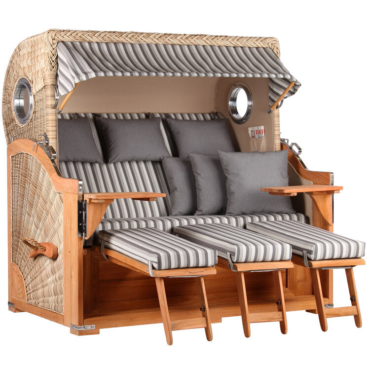 Strandkorb Baltikum XXL Bullauge Teak PE Shell Dessin 545