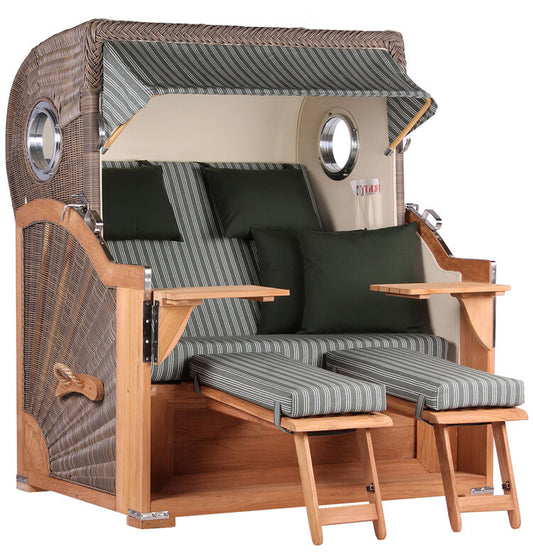 Strandkorb Baltikum Bullauge Teak PE Grey Dessin 504