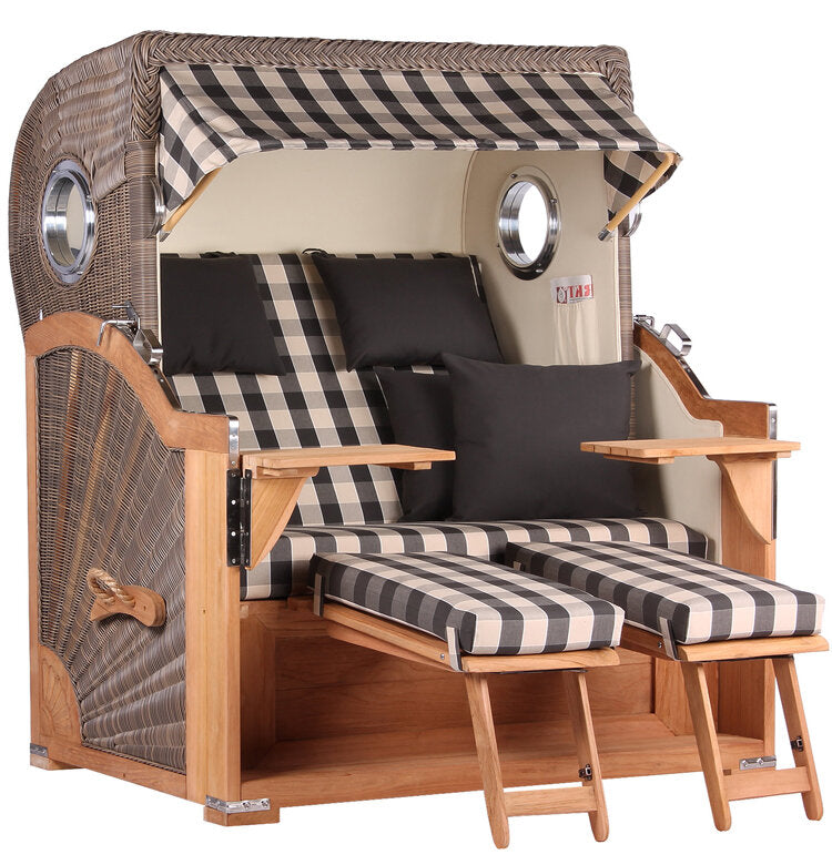 Strandkorb Baltikum Bullauge Teak PE Grey Dessin 505
