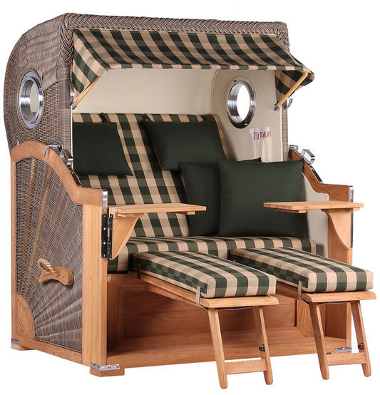 Strandkorb Baltikum Bullauge Teak PE Grey Dessin 506