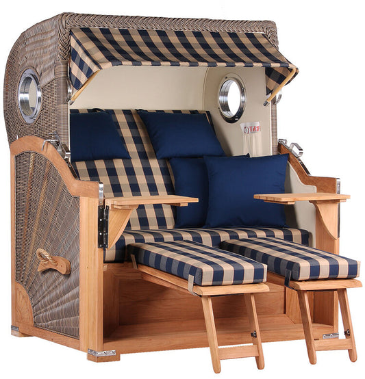 Strandkorb Baltikum Bullauge Teak PE Grey Dessin 507