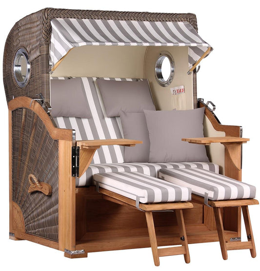 Strandkorb Baltikum Bullauge Teak PE Grey Dessin 513