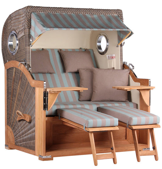 Strandkorb Baltikum Bullauge Teak PE Grey Dessin 520