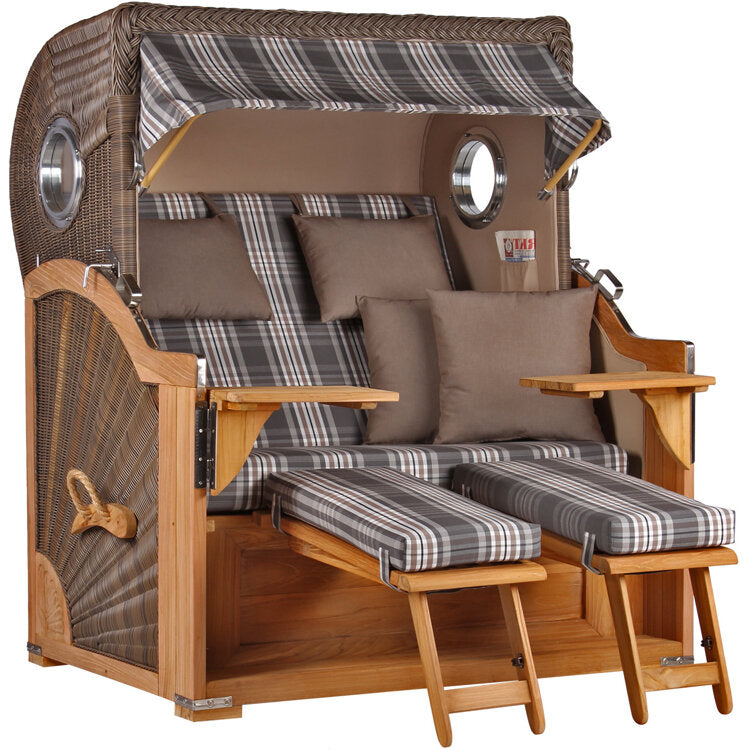 Strandkorb Baltikum Bullauge Teak PE Grey Dessin 522
